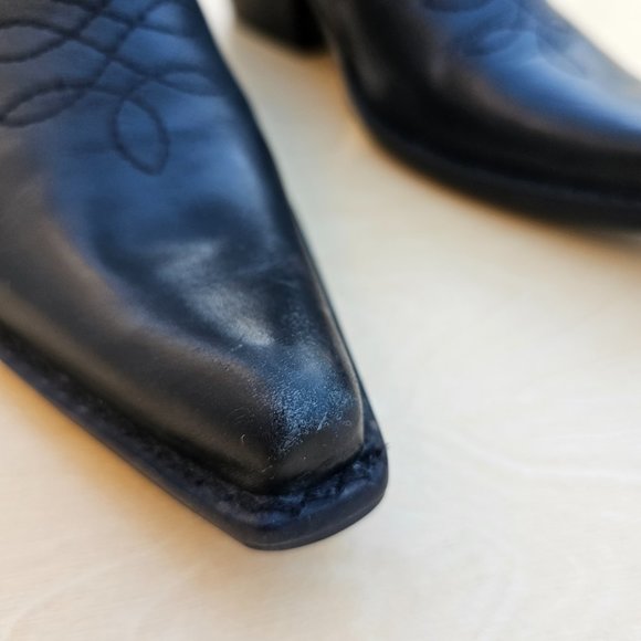 Penny Loves Kenny Calf Leather Womens Western Cowbow Black Boots, Preowned, 7.5M - Picture 6 of 13